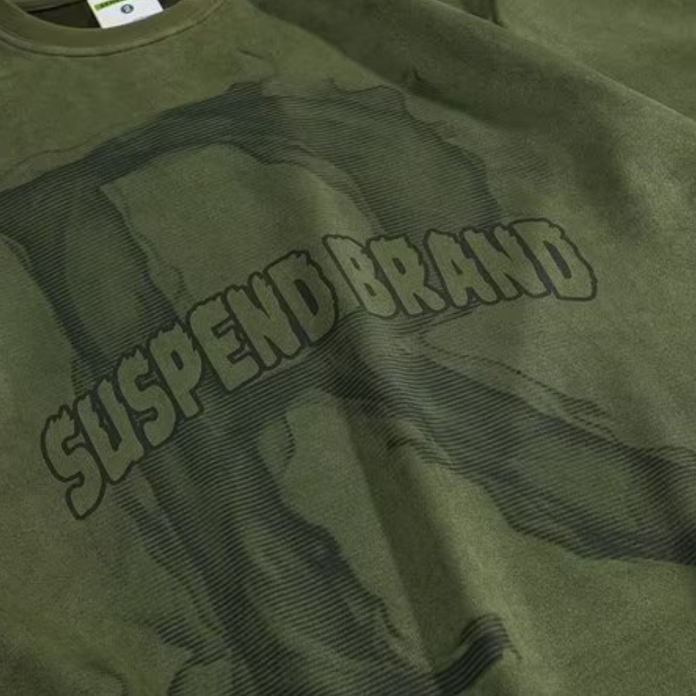 Vintage R Letter Suede T-shirt