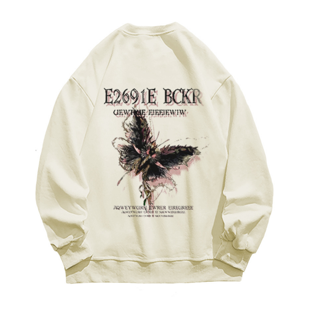 Dark Butterfly Print Sweatshirt