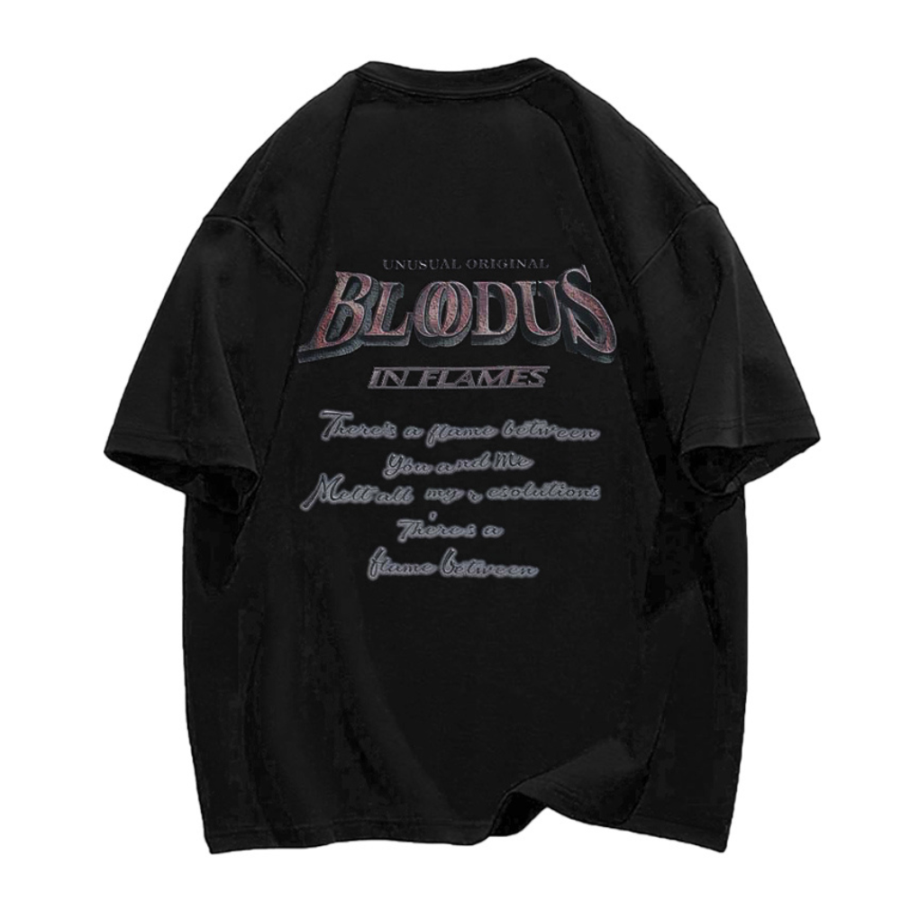Dark Bloodthirsty Alphabet Print T-Shirt