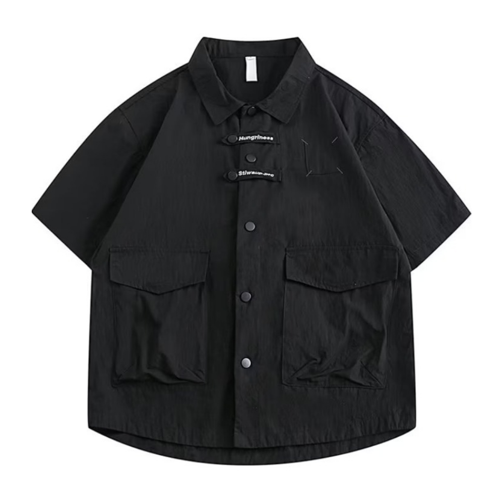 Japanese Solid Color Multi-Pocket Shirt
