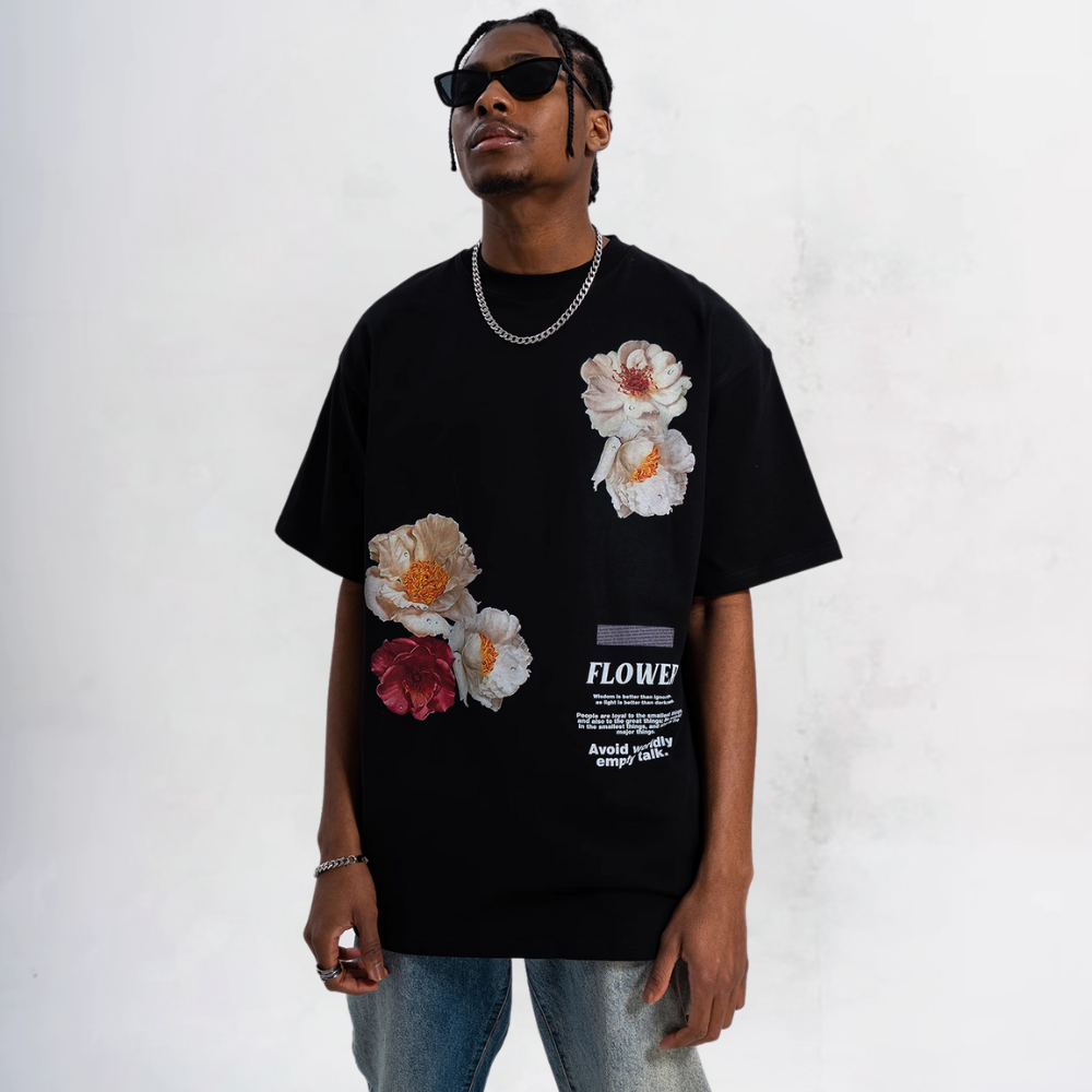 Realistic Flower Letters T-Shirt
