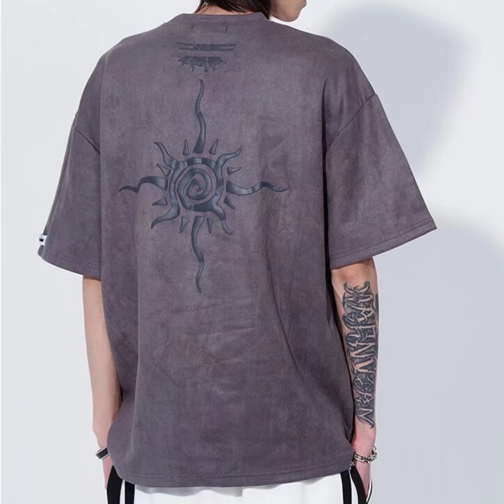 High Street Foamed Letters Suede T-Shirt