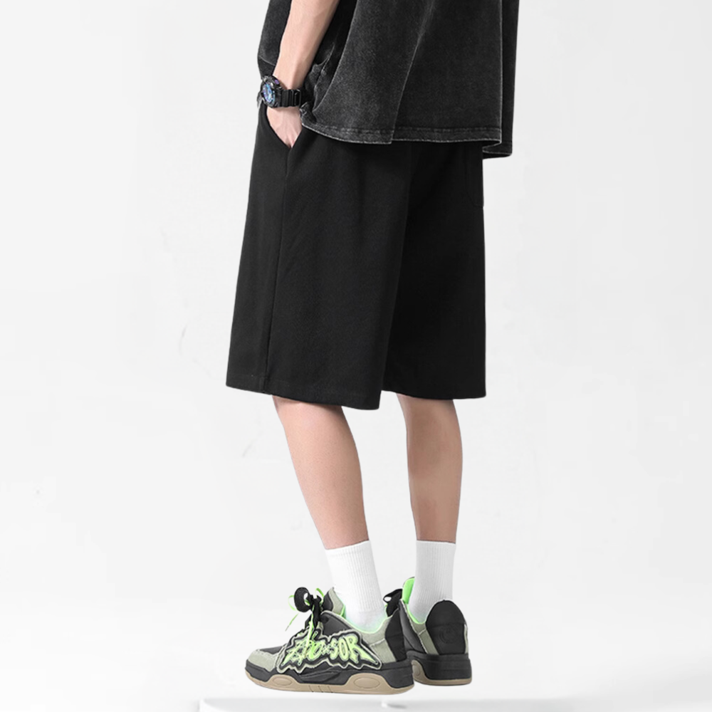 Classic Solid Drawstring Cotton Shorts