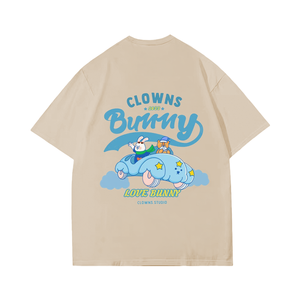 Cute Clown Bunny Cloud Car T-Shirt