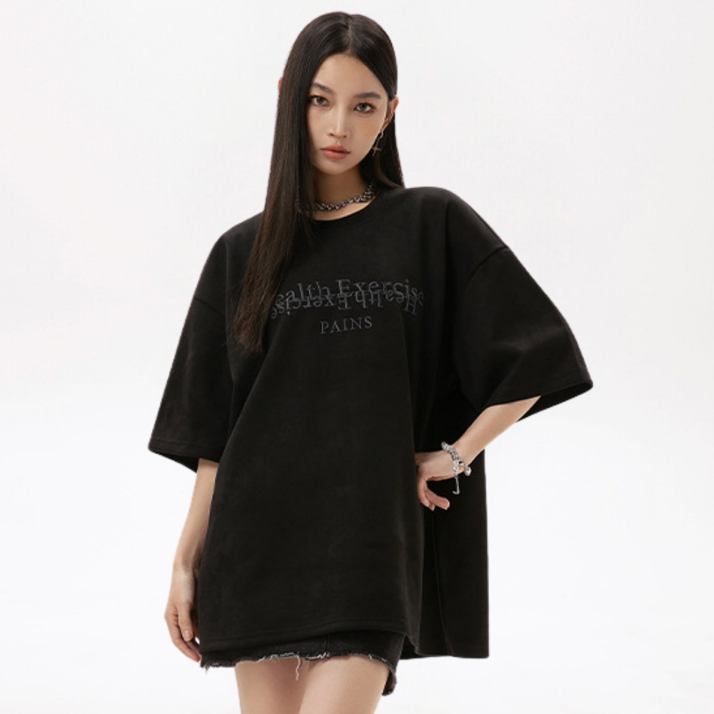 Suede Heavy Embroidery Suede T-Shirt