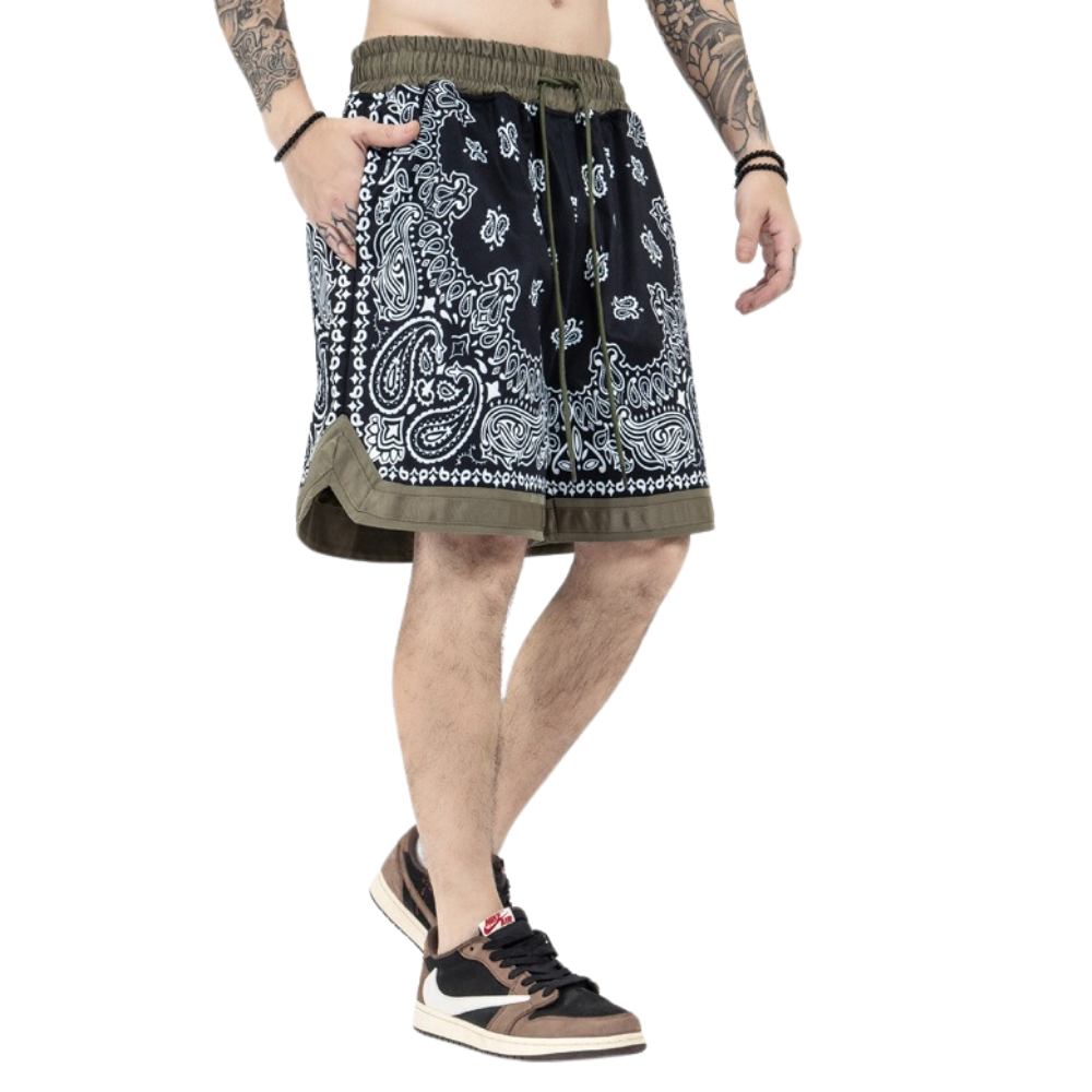 Japanese Cashew Flower Patchwork Shorts