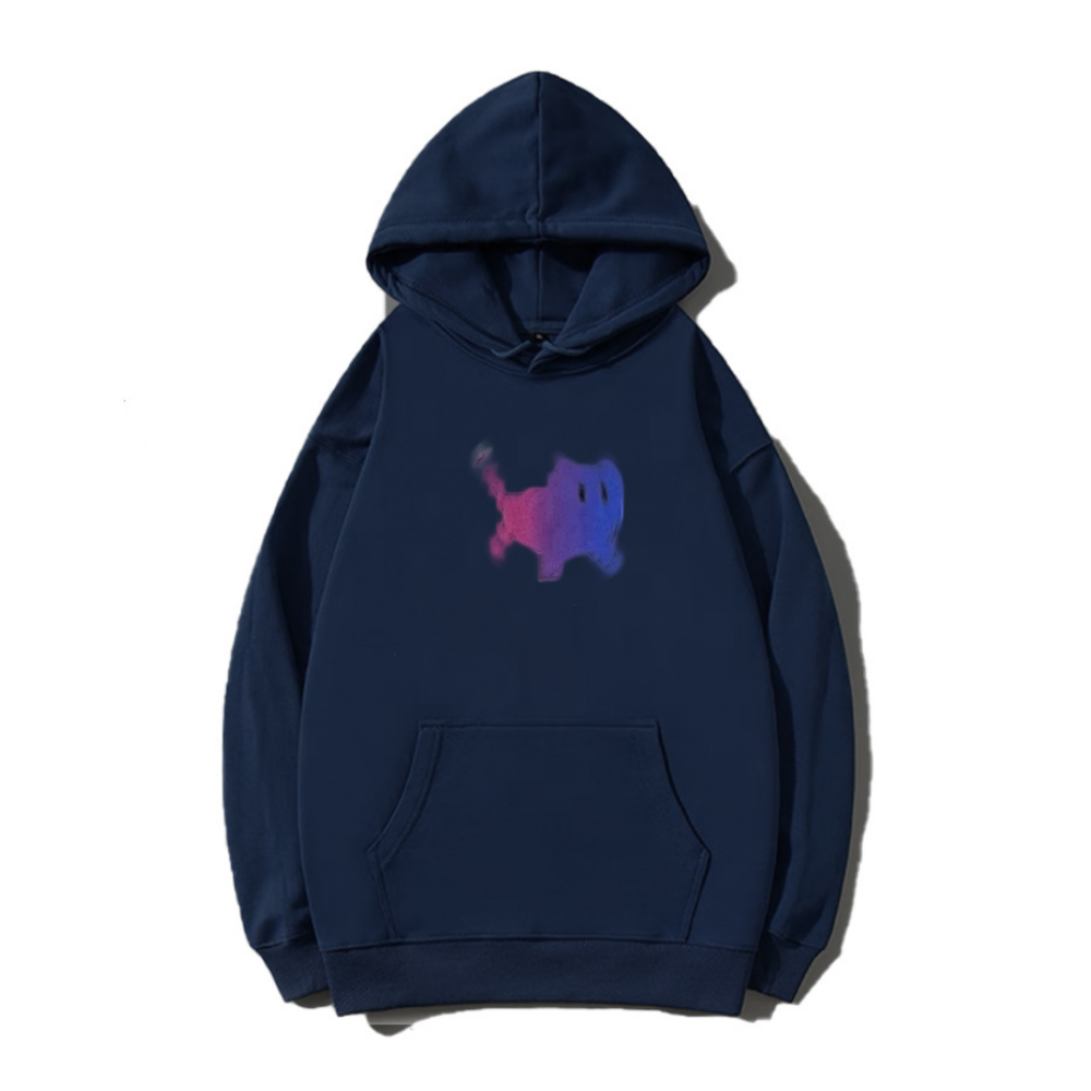 Colorblock Kitten Print Hoodie