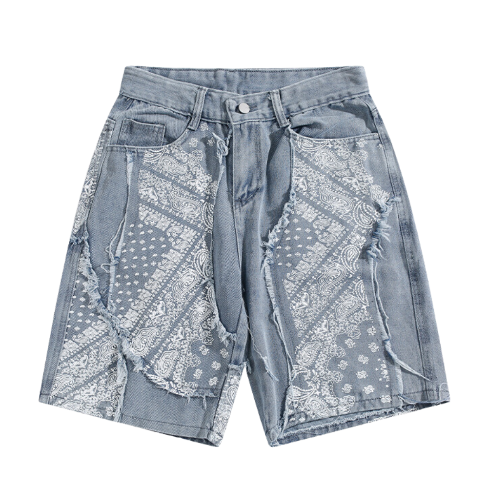 Street Cashew Panel Denim Shorts