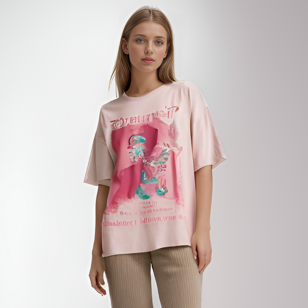 American Skull Print Suede T-Shirt