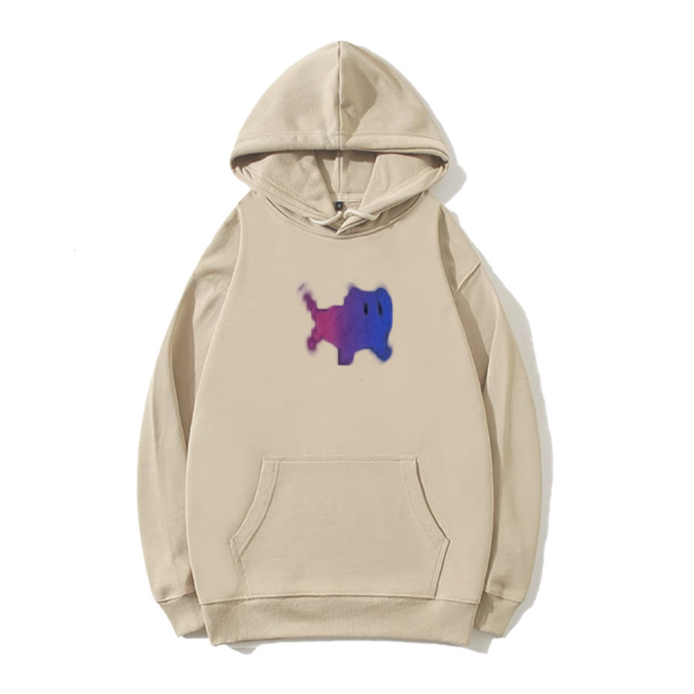 Colorblock Kitten Print Hoodie