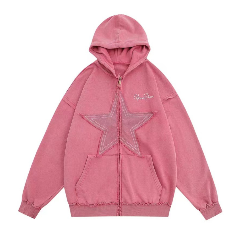 American Distressed Stars Solid Color Hoodie
