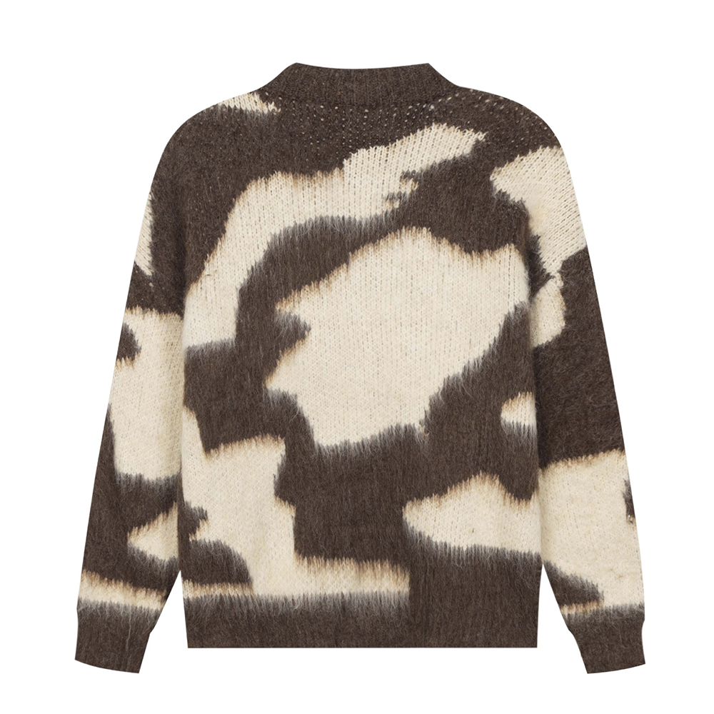 Contrast Color Deer Plush Cross Sweater