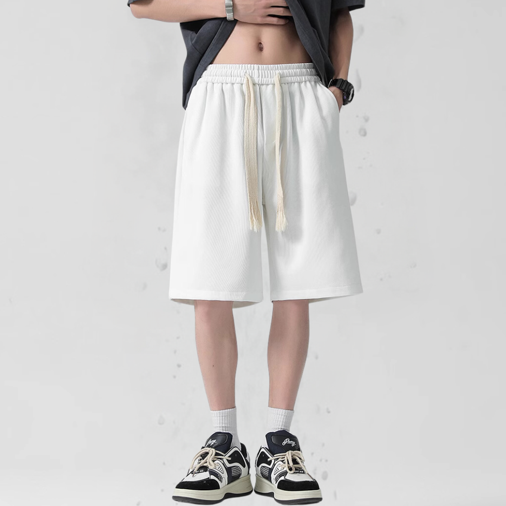 Classic Solid Drawstring Cotton Shorts