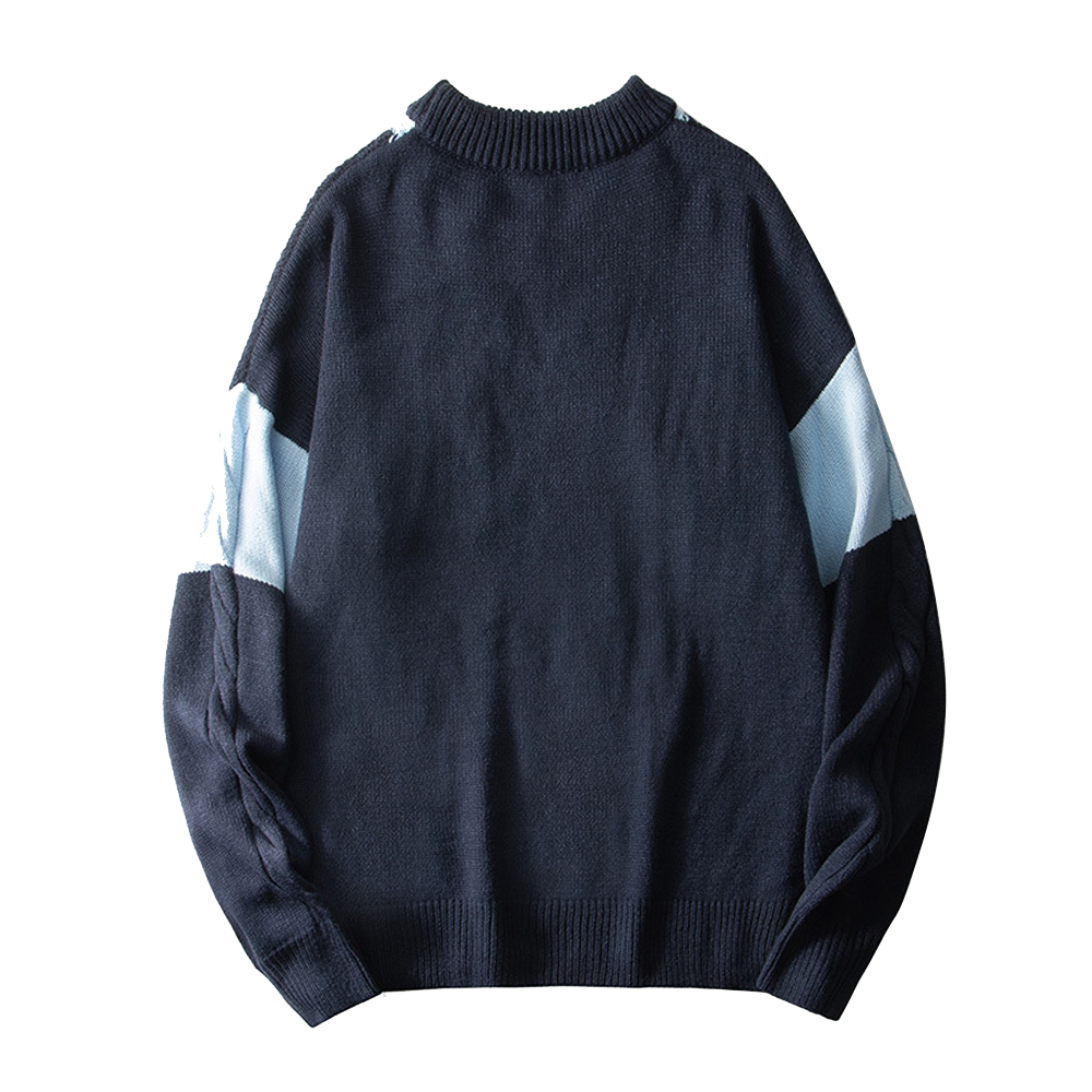 College Style Splicing Color Sweater