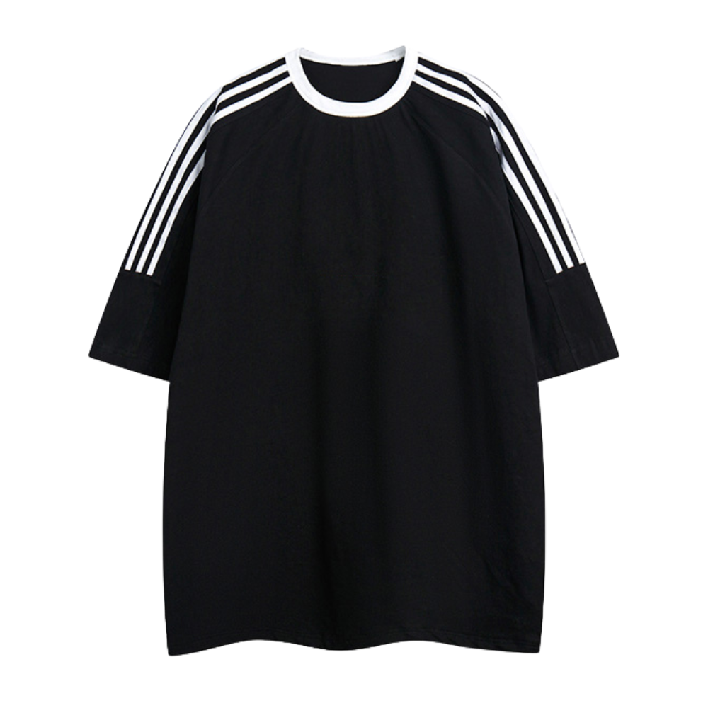 High Street Solid Color Shoulder line pure cotton T-shirt
