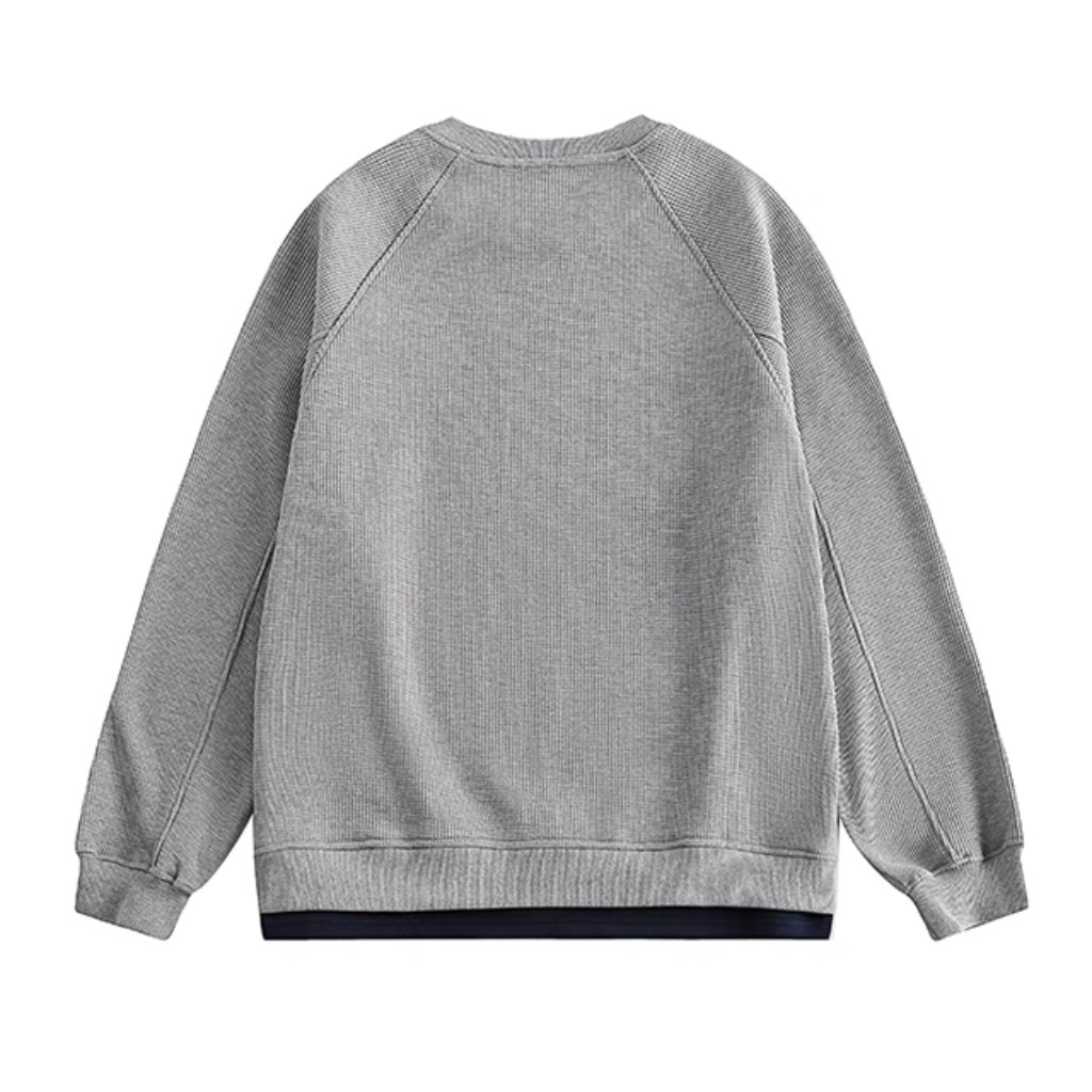 Simple Fake Two Pieces Solid Color Sweatshirt