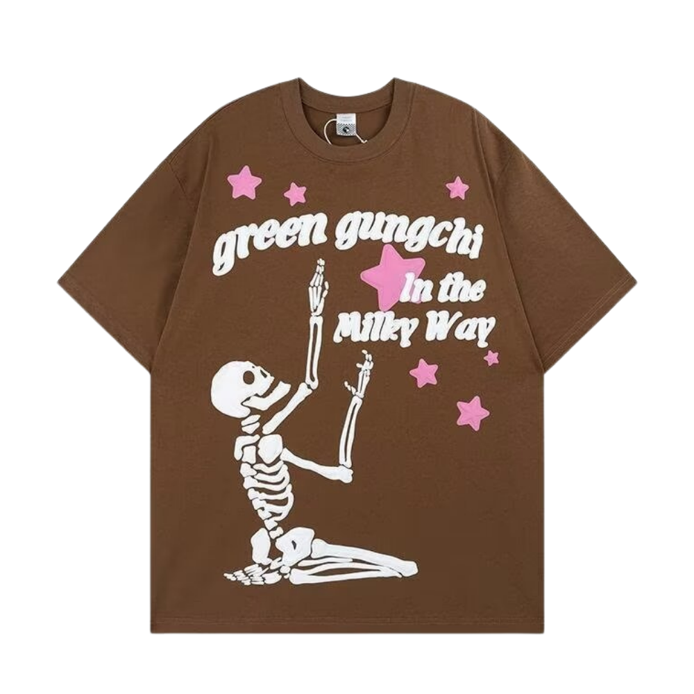 Skeleton Stars Foam Letter T-shirt