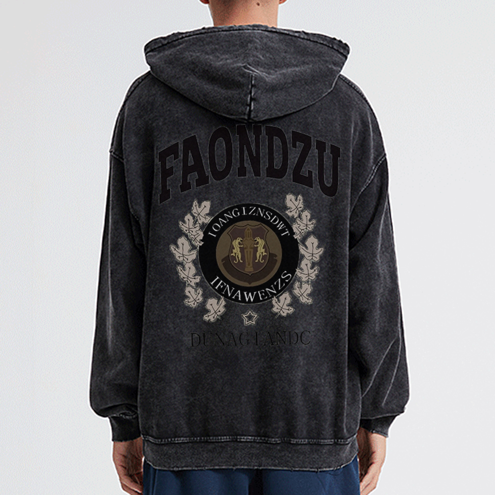 High Street Maple Leaf Letters Washed Hoodie