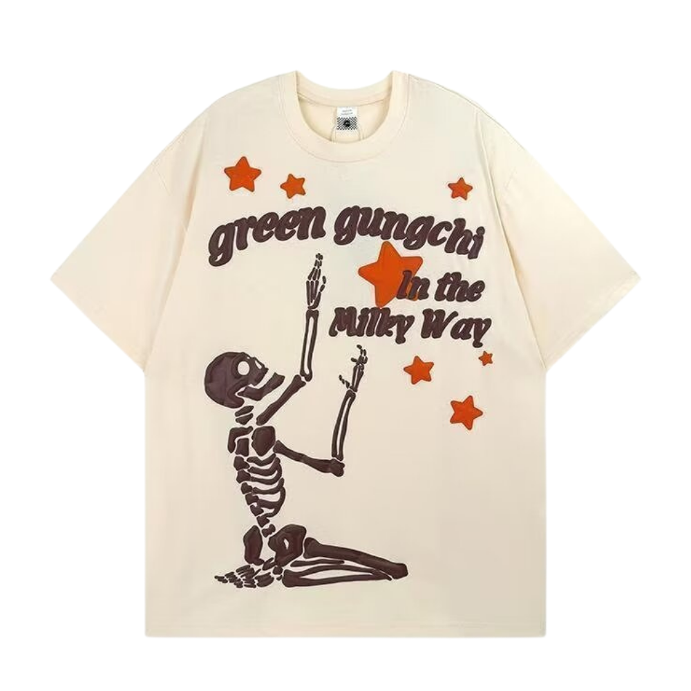 Skeleton Stars Foam Letter T-shirt