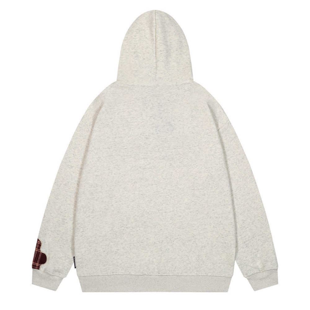 Vintage Letter Plaid Patch Hoodie