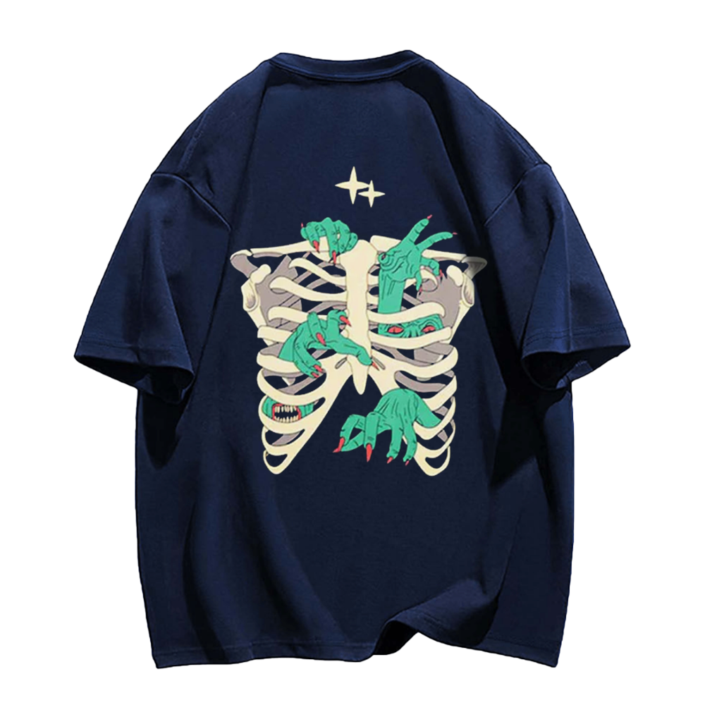 American Bold Skeleton Hand Graphic T-Shirt