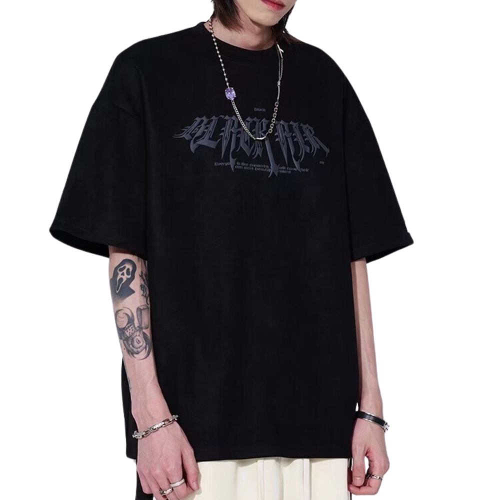 High Street Foamed Letters Suede T-Shirt