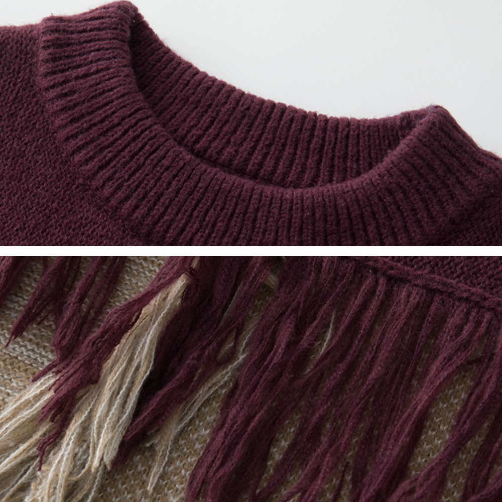 CE | Heavy Design Tassel Splicing Sweater