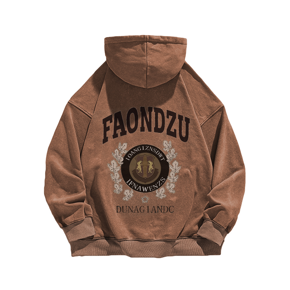 High Street Maple Leaf Letters Washed Hoodie