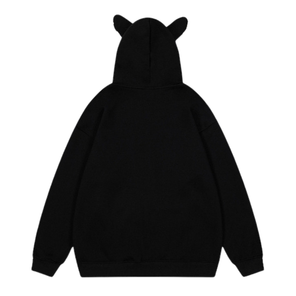 Designer Ear Leopard Print Zip Hoodie