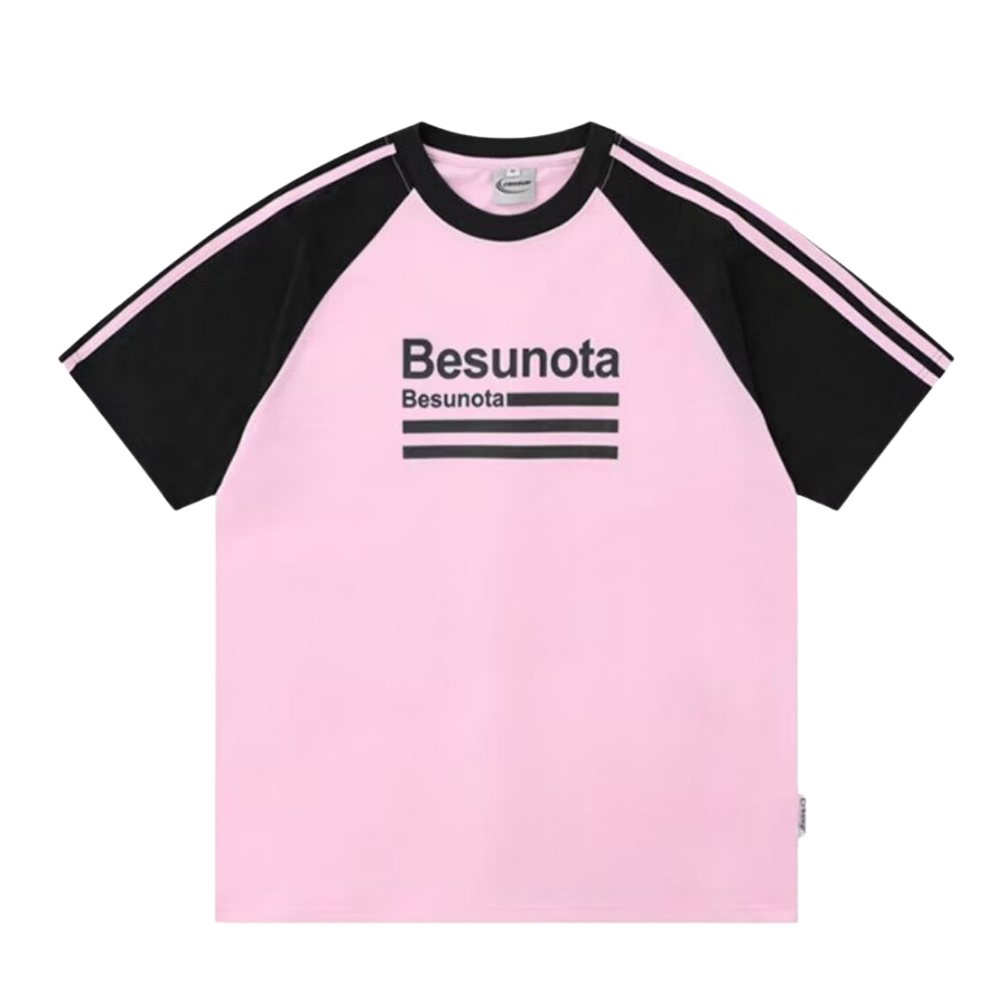 Retro Right Shoulder Contrast T-shirt
