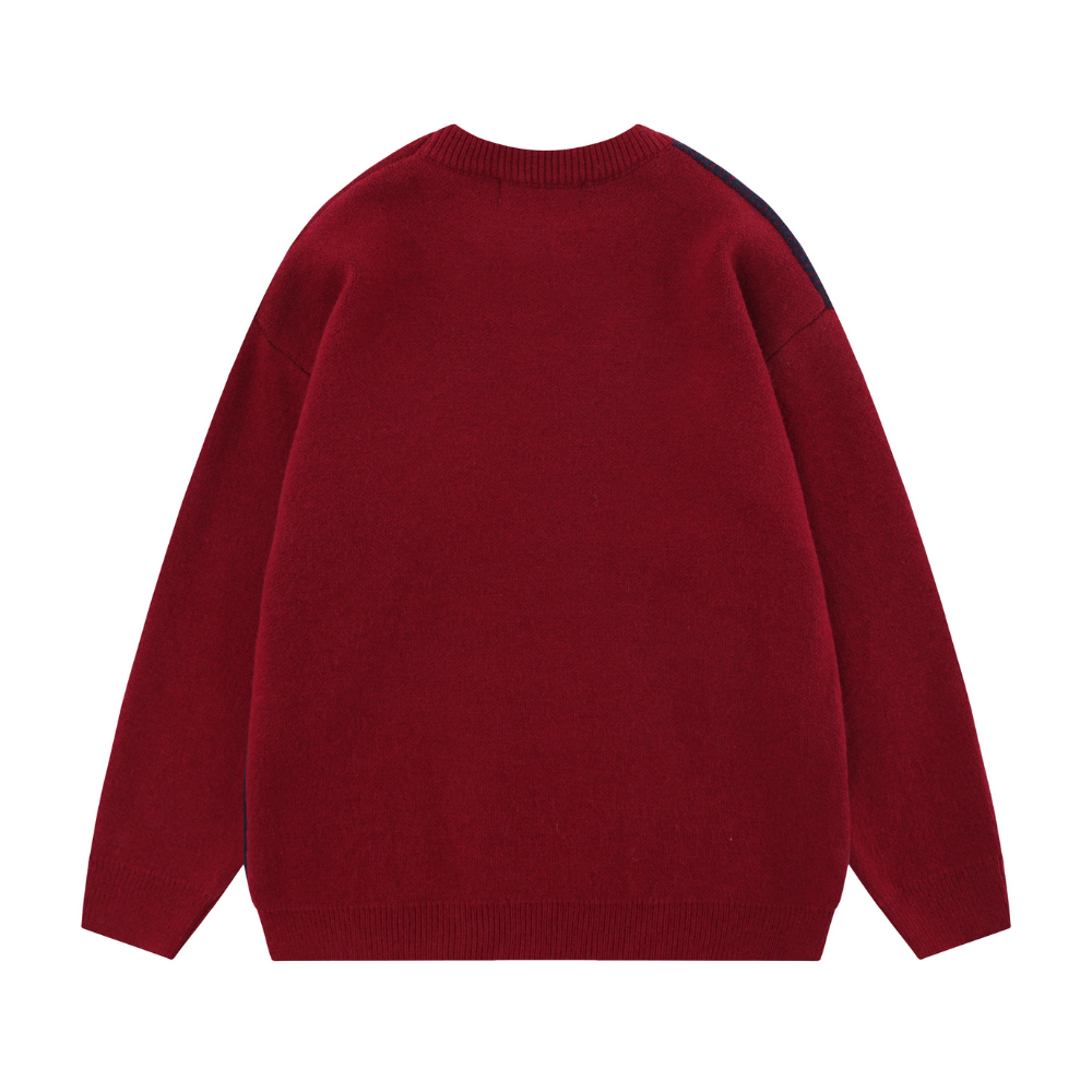 Retro Star Knit Patchwork Sweater
