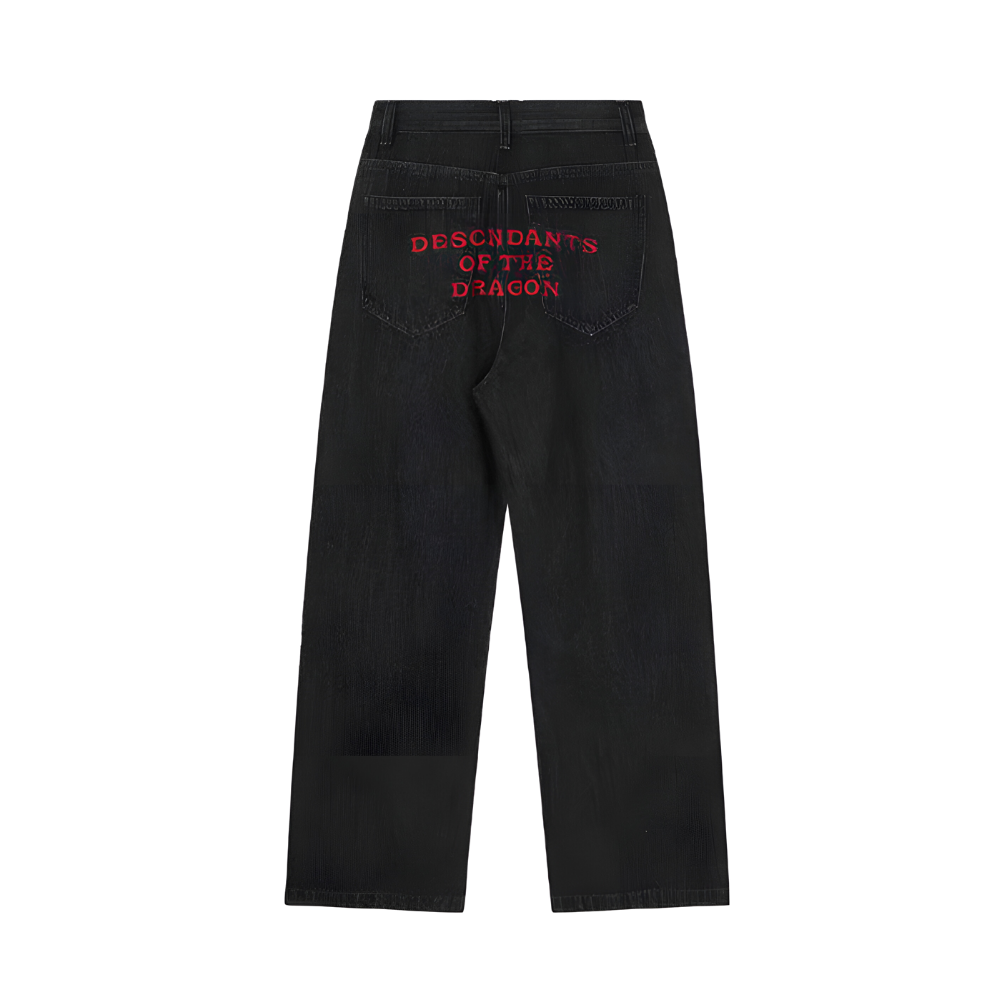 BAGGOUT Street Letters Dragon Embroidered Jeans