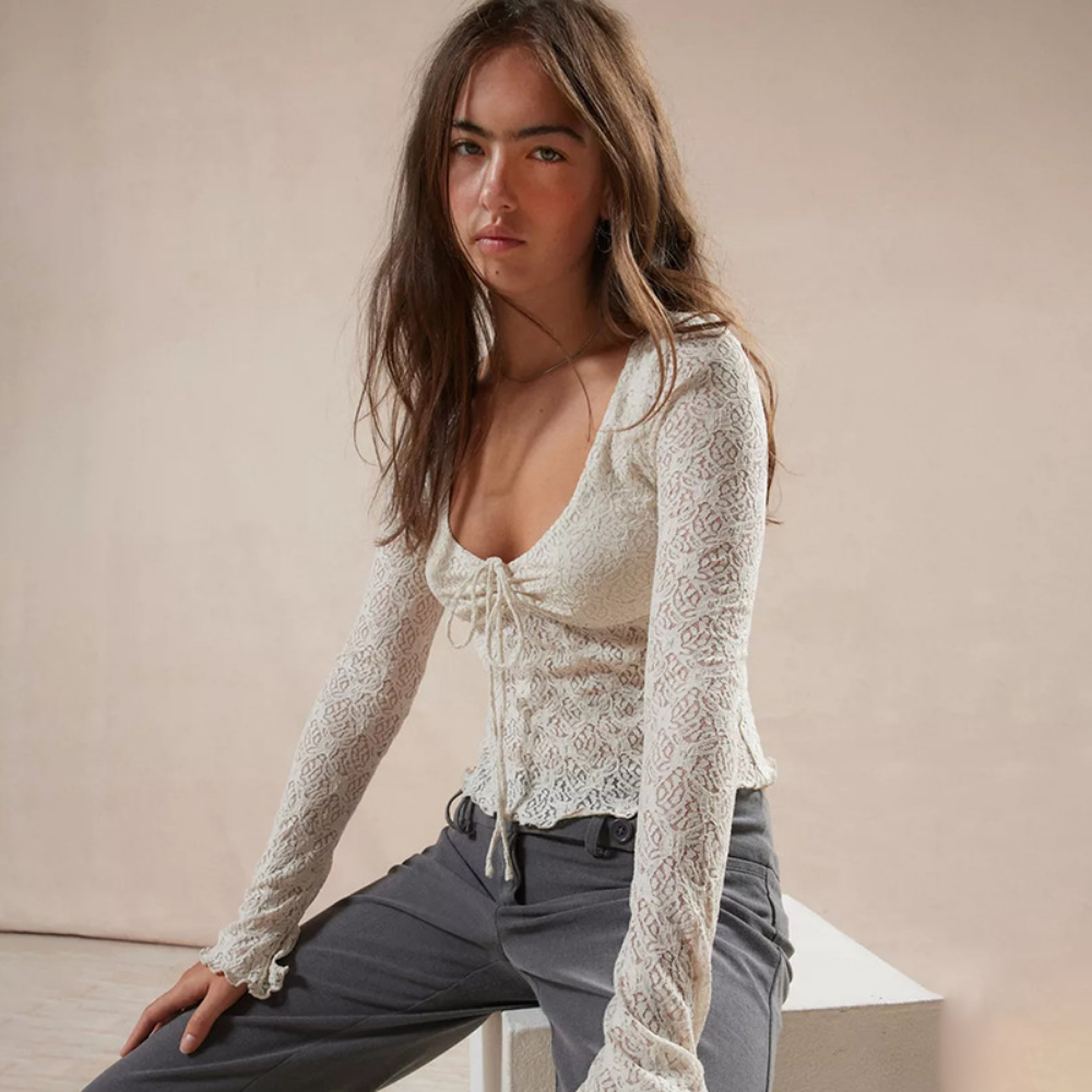 Women's Lace Jacquard Long Sleeve