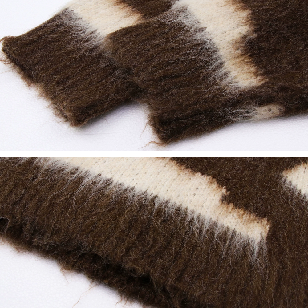 Contrast Color Deer Plush Cross Sweater