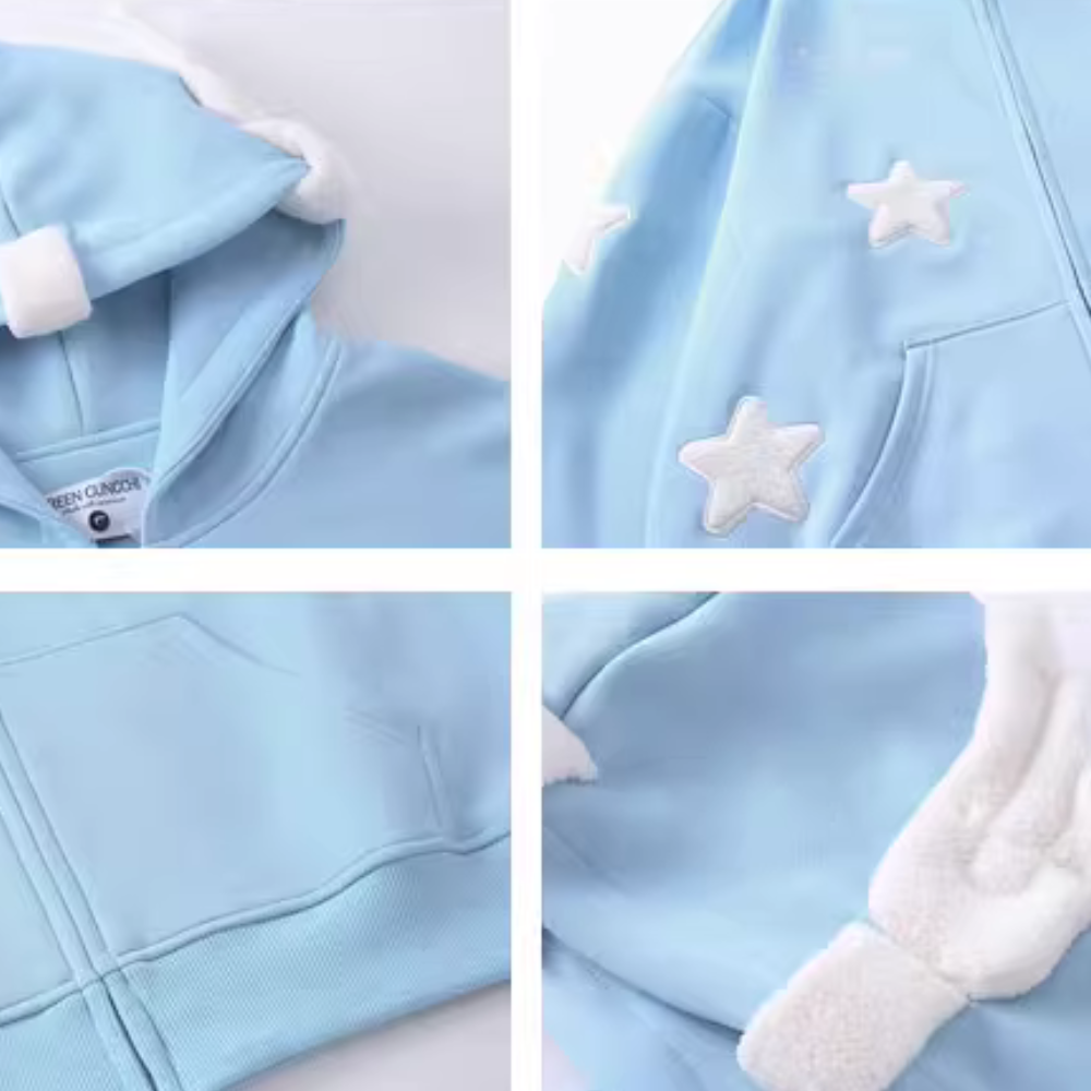 Solid Color 3D Stars Hoodie