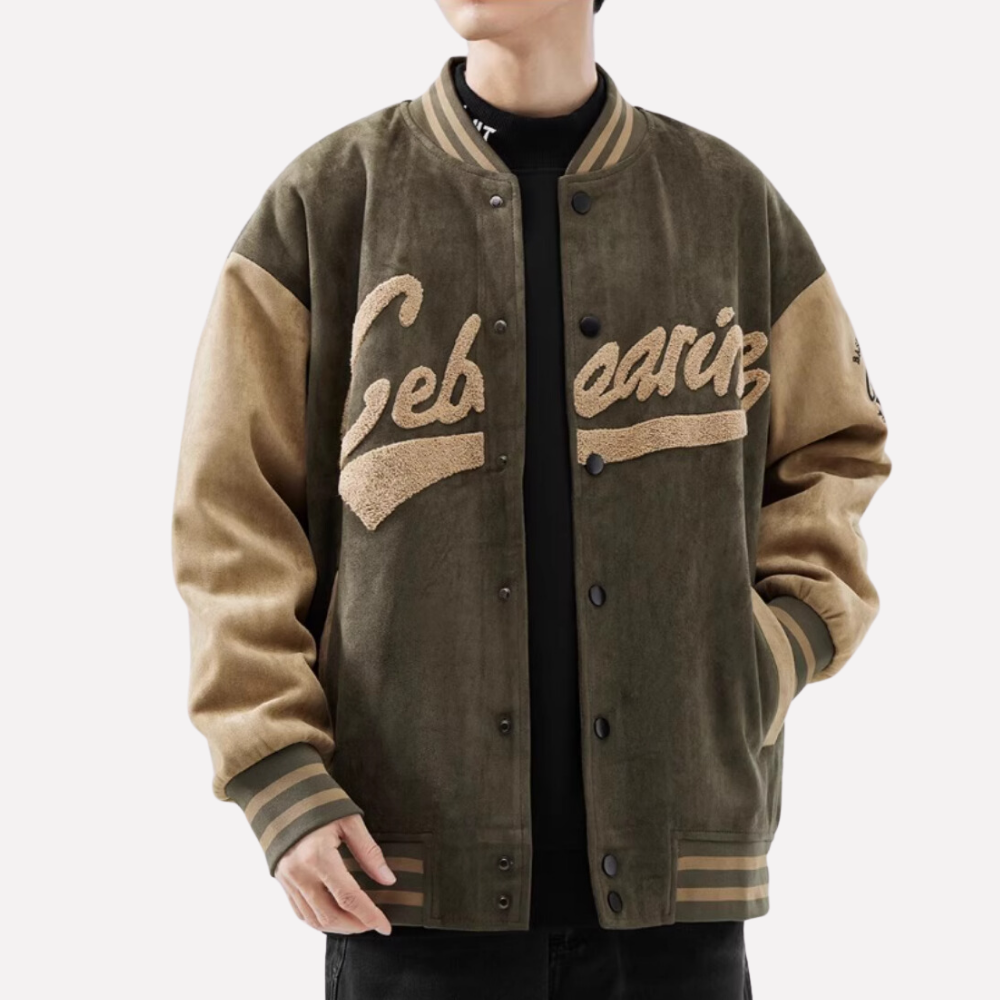 Embroidered Monogram Flocked Suede Jacket
