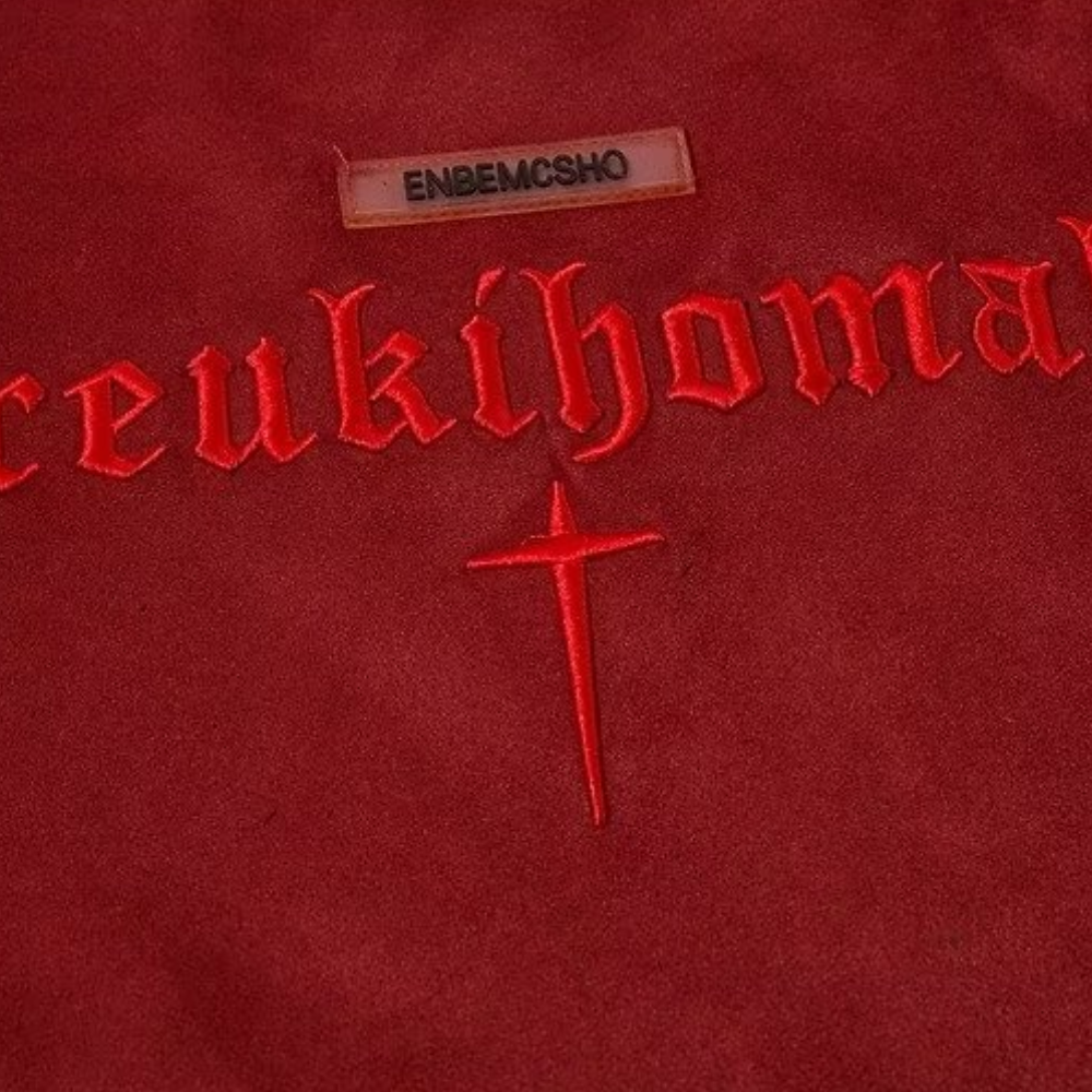 Hip Hop Letter Embroidery Suede T-shirt