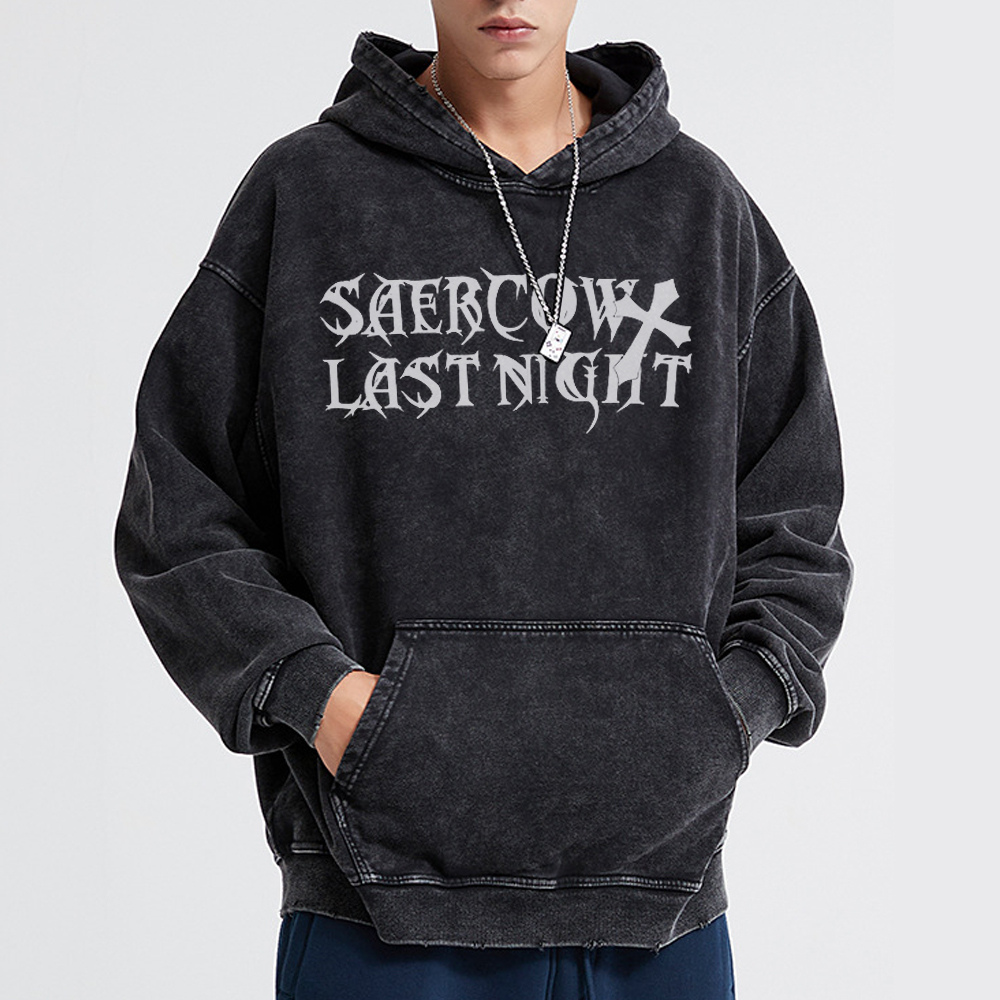 Casual Wings Cross Washed Hoodie