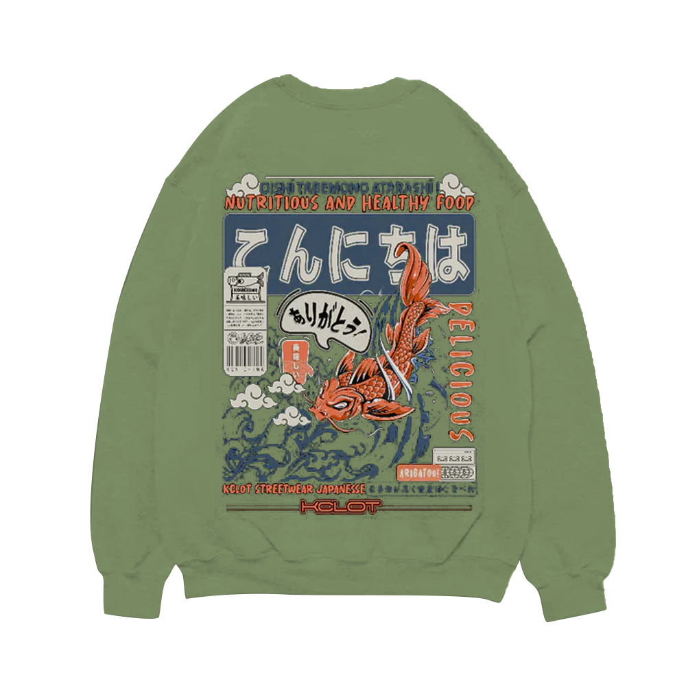 Fierce Fish Print Cotton Sweatshirt