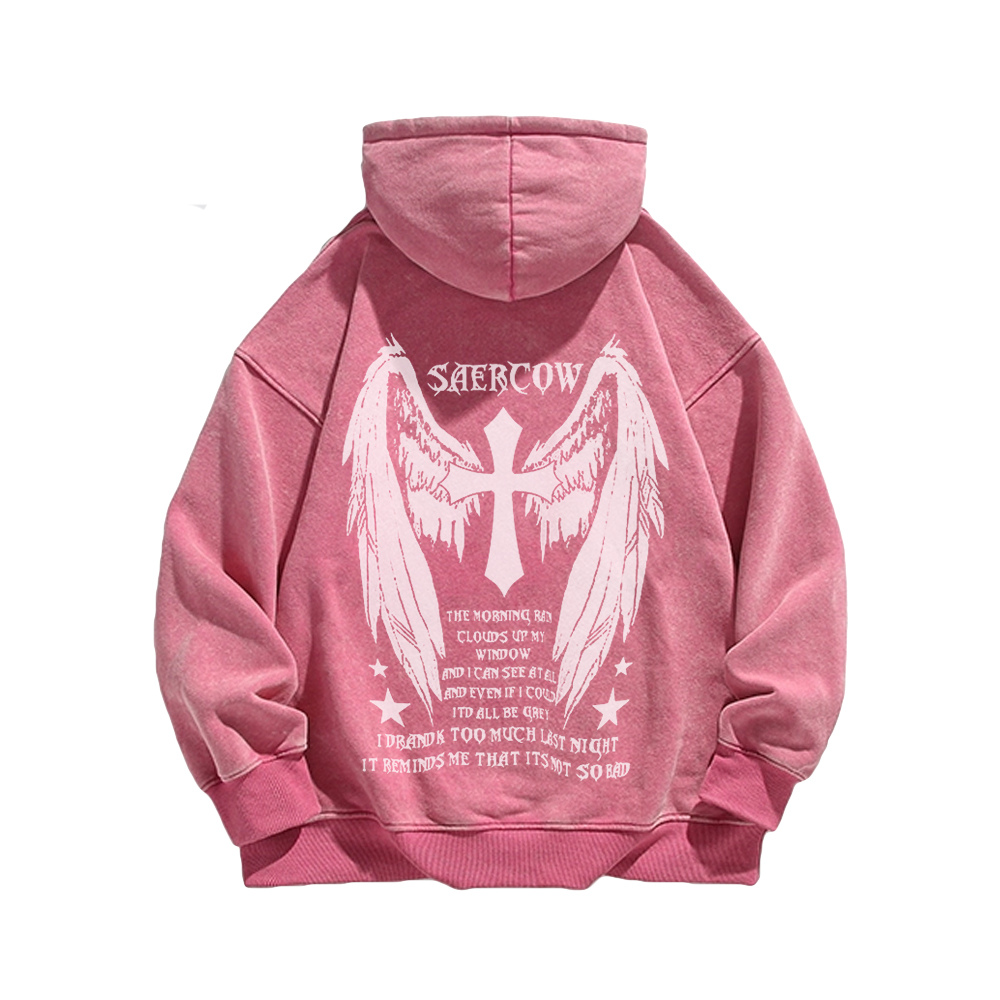 Casual Wings Cross Washed Hoodie