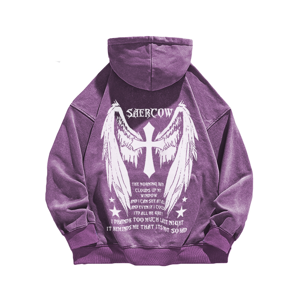 Casual Wings Cross Washed Hoodie