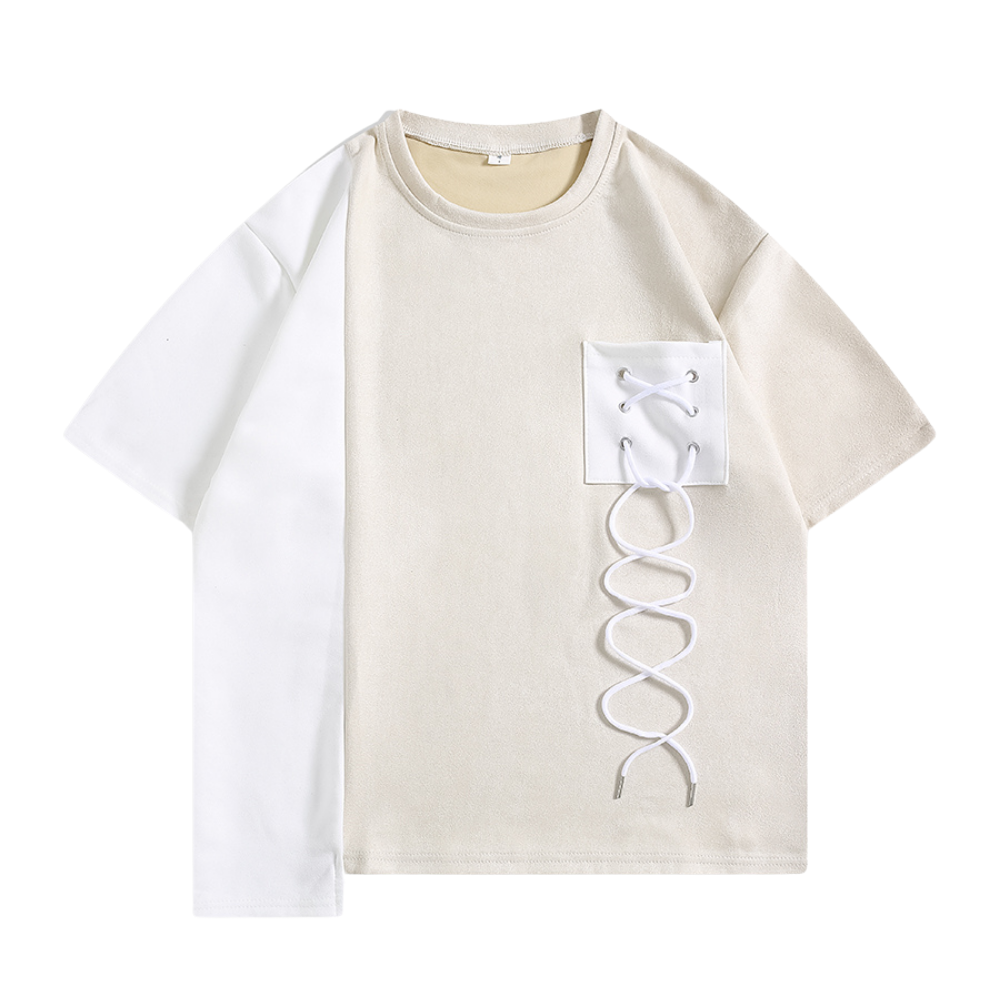Pocket Drawstring Paneled T-shirt