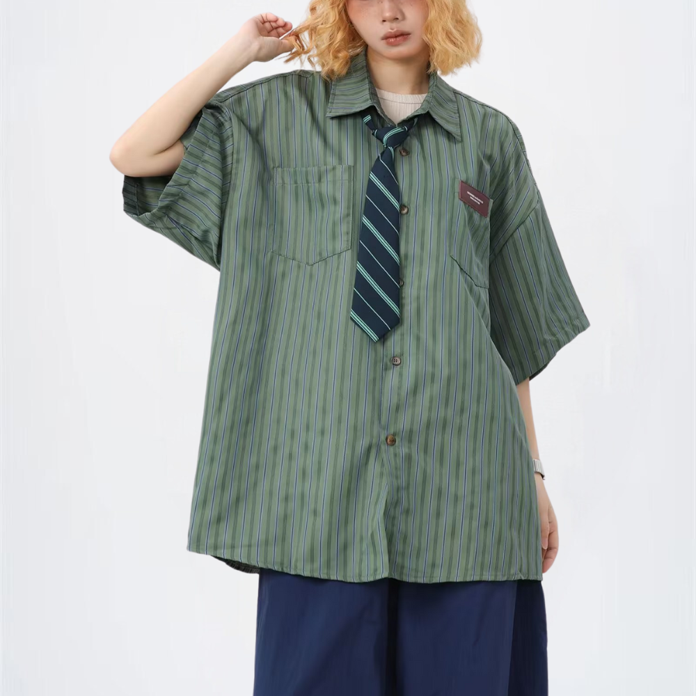 Japanese Retro Striped Shirt