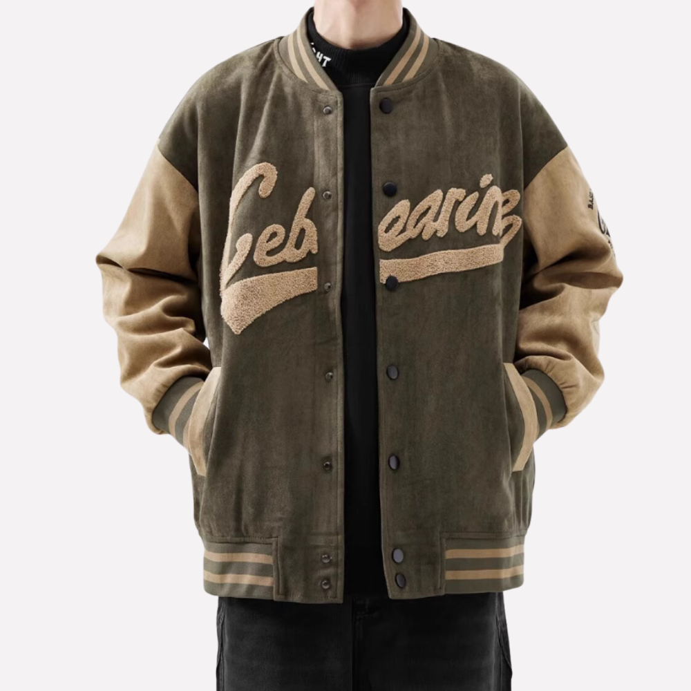 Embroidered Monogram Flocked Suede Jacket