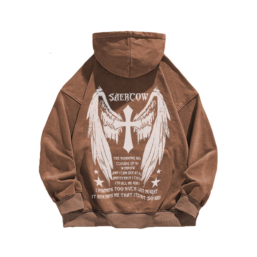 Casual Wings Cross Washed Hoodie