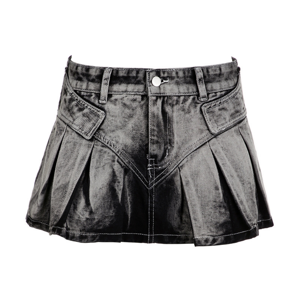 Women's Street Wash Tie Dye Denim Skirt