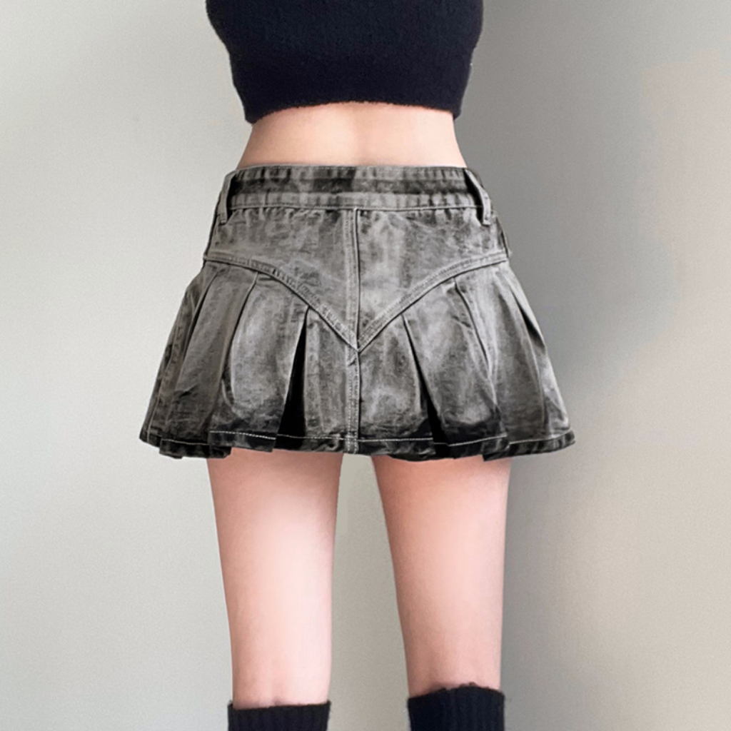 Women's Street Wash Tie Dye Denim Skirt