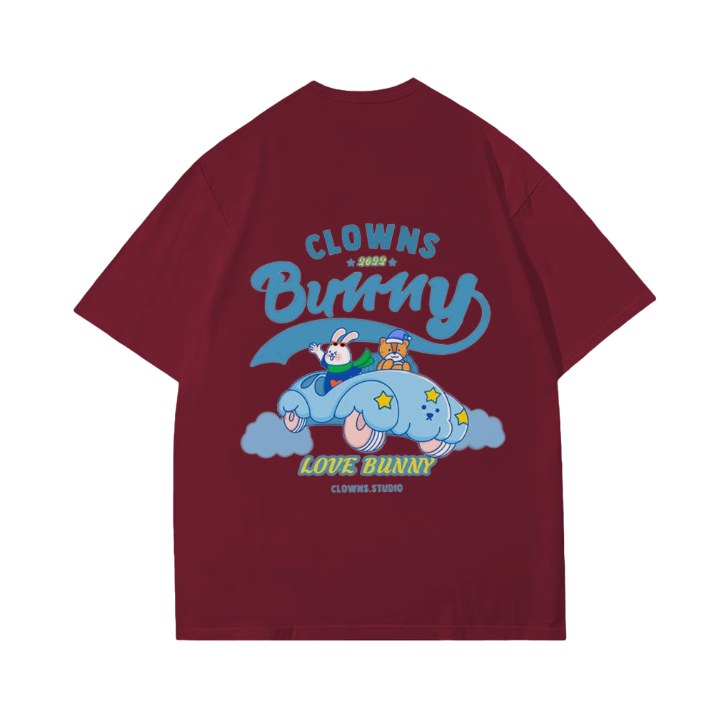 Cute Clown Bunny Cloud Car T-Shirt