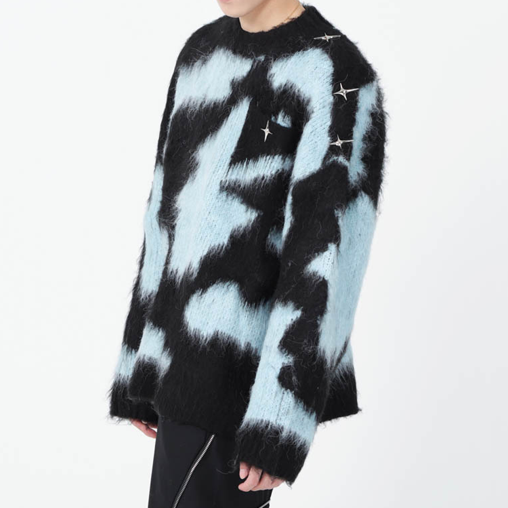 Contrast Color Deer Plush Cross Sweater