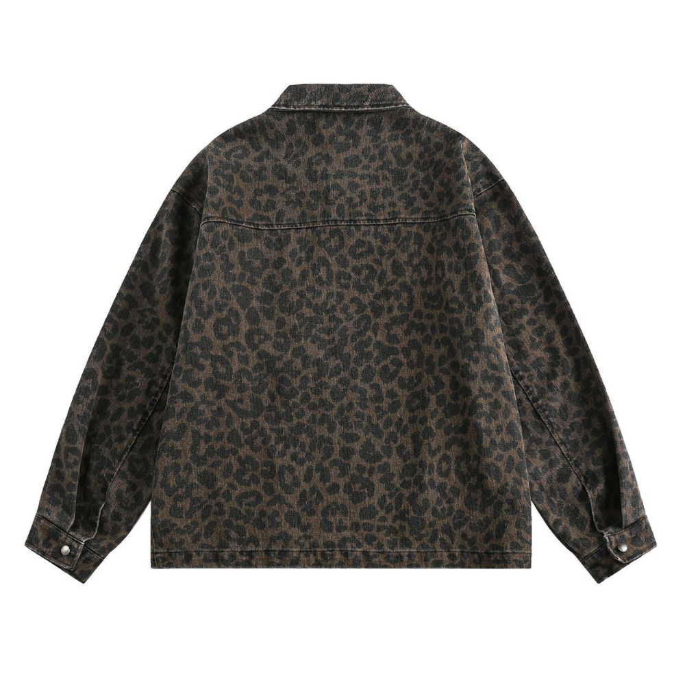 Retro Leopard Print Distressed Jacket
